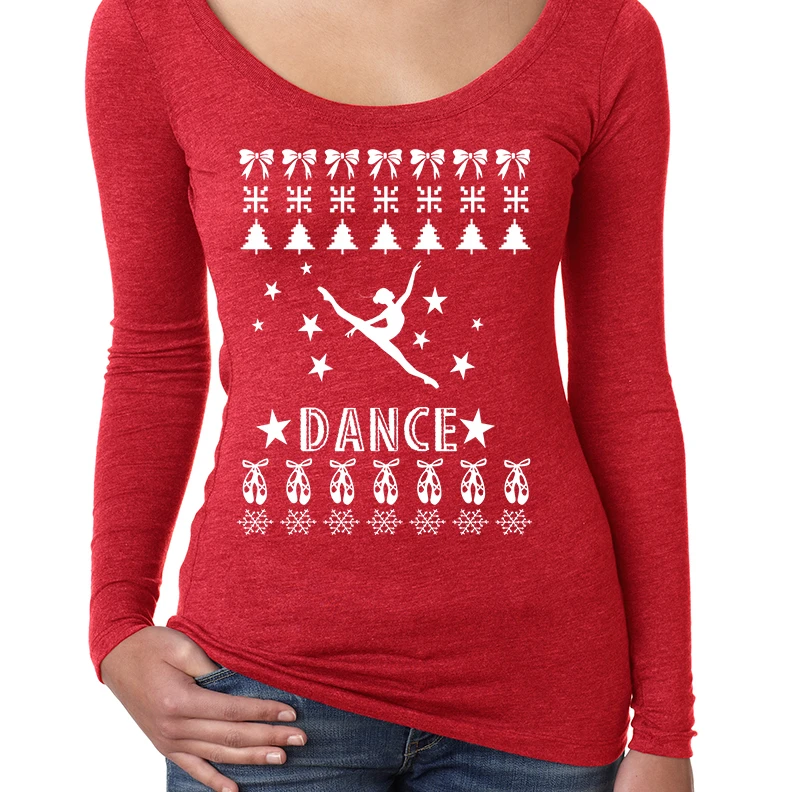 Women's Shirt Dance Ugly Xmas Tee Love Dancing Is Life Shirt (2)