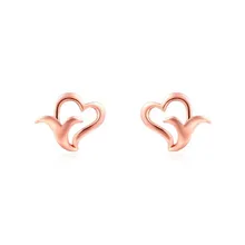 2018 18K Gold Summer Fashion Bohemian Small Heart Stud Earrings For Women Tiny Heart Earrings boucle d'oreille femme 0.88g 2018 18K Gold Summer Fashion Bohemian Small Heart Stud Earrings For Women Tiny Heart Earrings boucle d'oreille femme 0.88g