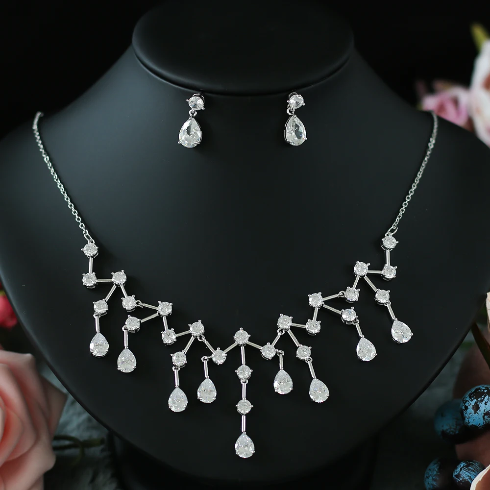 

ASNORA Fashion AAA Clear Cubic Zircon Jewelry Sets ,Earrings /Necklace,Promotion,Nickel Free, Factory price