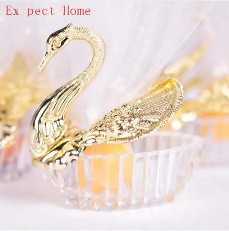 100 Pieces Acrylic Wedding Favor Swan Box Bomboniere Candy Box Gift Boxes