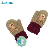 ZMAFOX Детское хлопковое вечернее платье в горошек, 15F теплые перчатки для маленьких мальчиков и девочек Симпатичные олени мягкие Полный пальцы теплые перчатки Плюшевые Вязаные варежки
