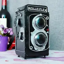 Vintage clásico desgastado película antigua rolleiflex cámara hecha a mano modelo artesanal para el hogar Café bar ornamentos Decoración