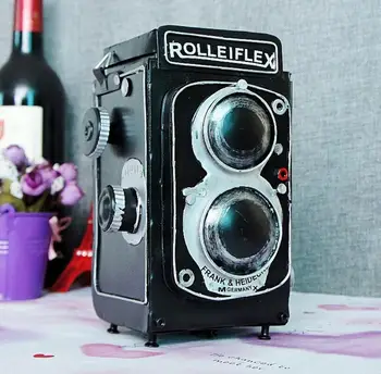 

vintage classic Distressed movie antique rolleiflex camera hand-made craft model for home coffee bar ornaments decoration