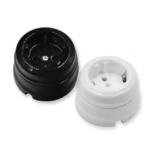 Home Improvement European Ceramic Electrical Sockets Fixed Seat Ceramic EU Power Outlet Black White 16A power transmission capability improvement by power devices