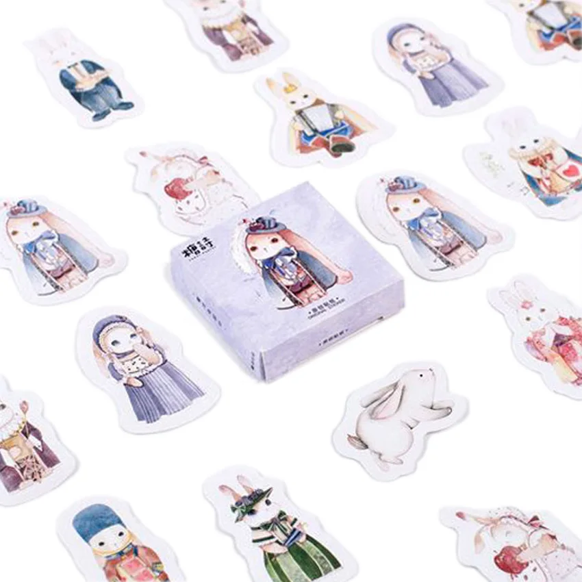 

20packs/lot Cute Rabbit Alice Cartoon Pet Sticker Diary Note Lovely DIY Decorative Stickers Scrapbooking DIY Gift Seal Label
