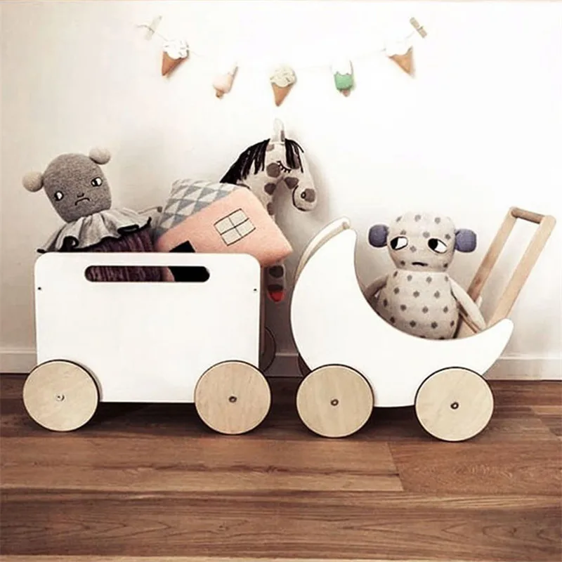 Prop Fotografia Recien Nacido INS Nordic Children's Room Toy Wood Basket Hand Roller Doll Trolley Baby Girl Props Photography newborn baby photography props blanket prop wrap cotton baby blanket photo backdrops muslim wraps