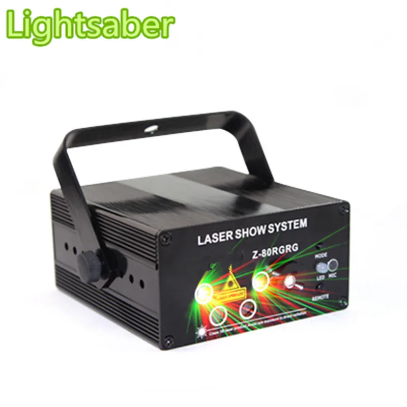 

New 5 hole 80 pattern red and green RGRG Double laser Voice + remote control laser stage lights flash KTV bar dj light disco