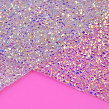 

24*40cm Hotfix Transparent AB/ Crystal Rhinestones Mesh Trim Resin Crystal Fabric Sheet Strass Appliques Banding Jewelry Making
