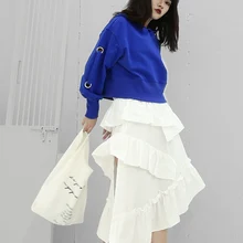 Oukytha/женские хлопковые юбки в стиле Лолиты; белая многослойная Юбка До Колена Для девочек; универсальная юбка; CGS18176