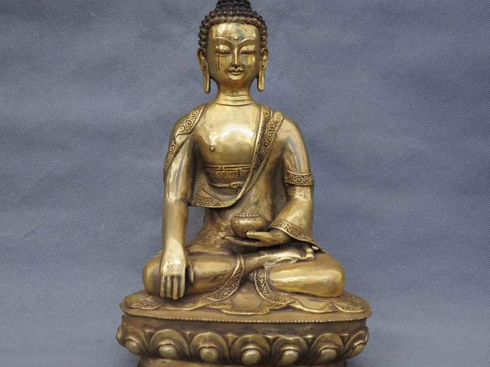 

12" China Tibetan Buddhism Bronze Shakyamuni Buddha Amitabha Statue Figurine