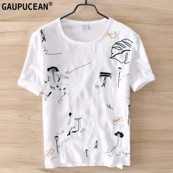 

Men T Shirt True Natural 100% Linen Summer Breathable Dry Fast Anti-static White Flax Cool Quality Short Sleeve Man T-shirts