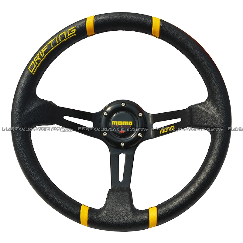 LYJ 14inch Racing Car Steering Wheel Yellow Drifting Steering Wheel 350mmin Steering Wheels