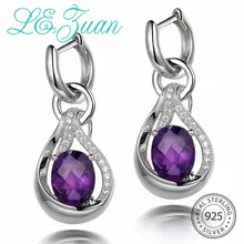 L& zuan Natrual 5.08ct Аметист Висячие серьги для женщин 925 пробы серебро фиолетовый драгоценный камень серьги цирконы хорошее ювелирное изделие подарок