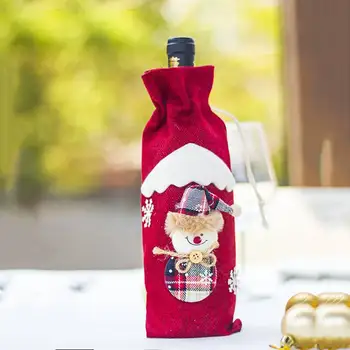 

R Q store Merry Christmas Gift Treat Candy Wine Bottle Bag Santa Claus Elk Decor Christmas Champagne Gift Bags Welcome Holders 2