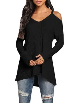 

New Casual Loose Long Sleeve Sweater Womens V-neck Knitwear Pullover Jumper Tops