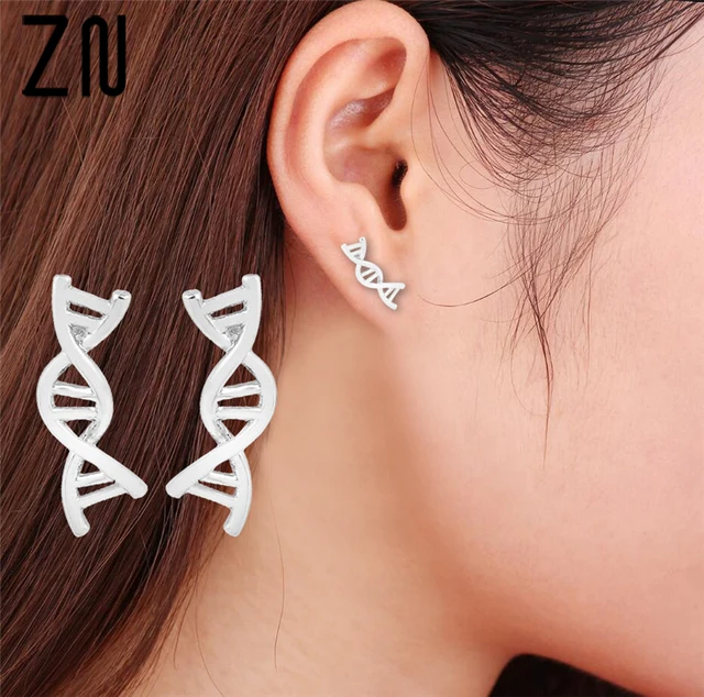 Zn 2018 New Fashion Stud Earrings Double Helix Women Cute Zn 2018 New Fashion Stud Earrings Double Helix Women Cute Dna Brinco Biology Science