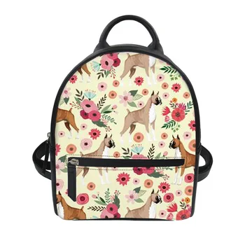 

THIKIN French Bulldog Fashion Women PU Leather Backpack Teenager Girls Schoolbag Durable Mini Shoulder Bag Female Tote Crossbody