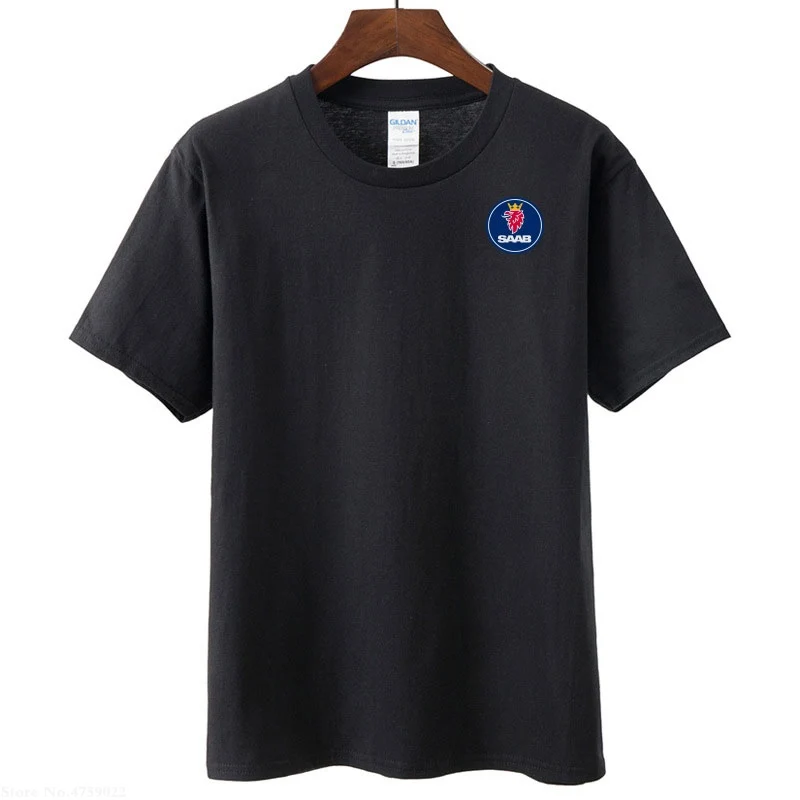 

man summer short-sleeved loose O-neck Scania SAAB T-shirt clothes man solid colour Tshirt Male tops