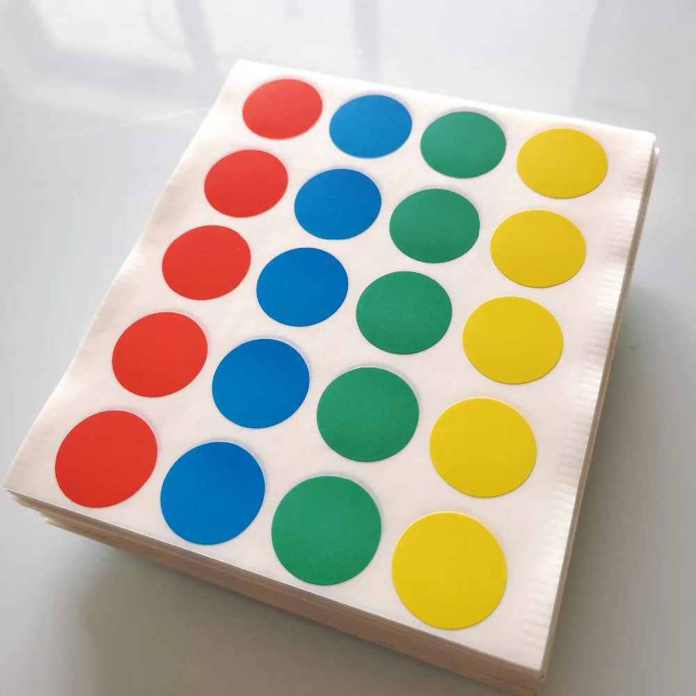 

2000 sheets diameter 20mm Colorful round paper sticker, mixed red blue green yellow, Item No.OF08