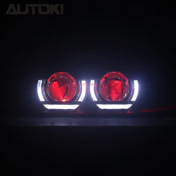 

AUTOKI 2018 New SGT LED ANGEL EYES with devil eye full metal 2.5inch H1 Bi-xenon Projectors lens for H4 H7 9005 headlight SOCKET