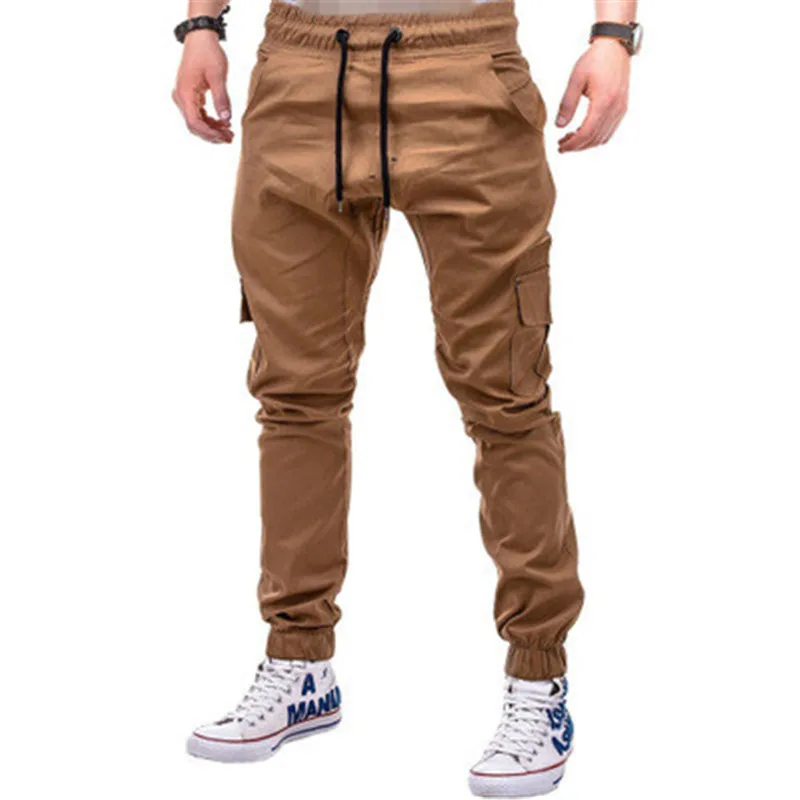 Новые мужские однотонные с боковыми карманами, модные повседневные брюки с ремнем, мужские уличные брюки в стиле хип-хоп, горячая Распродажа
