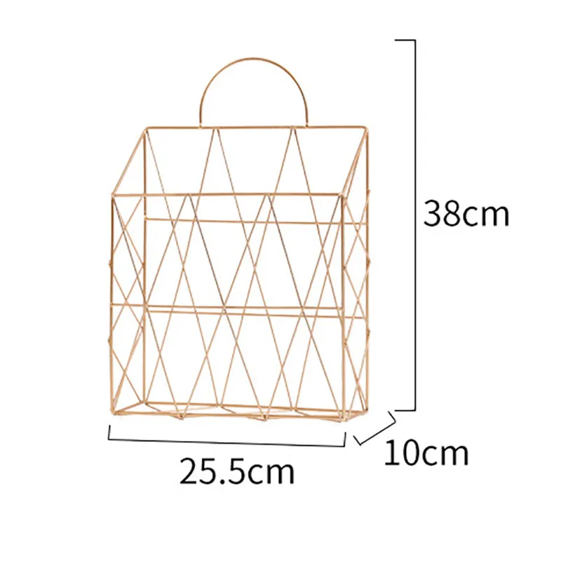 Скандинавское розовое золото, железные настольные книги, журнал, газета, держатель для хранения, портативная многофункциональная подвесная корзина для хранения мусора