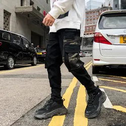 Хлопковые камуфляжные Джоггеры мужские черные Multi штаны карго с карманами осень зима