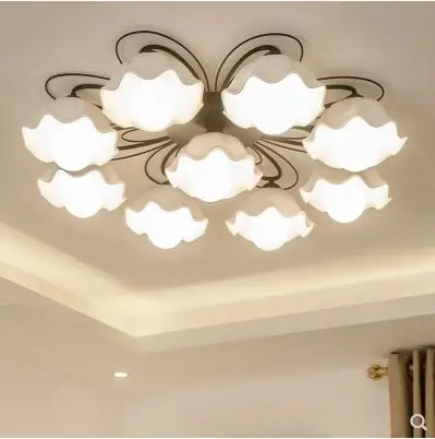 

American minimalist ceiling lamp Korean pastoral round living room Nordic personality creative restaurant LED bedroom lighting