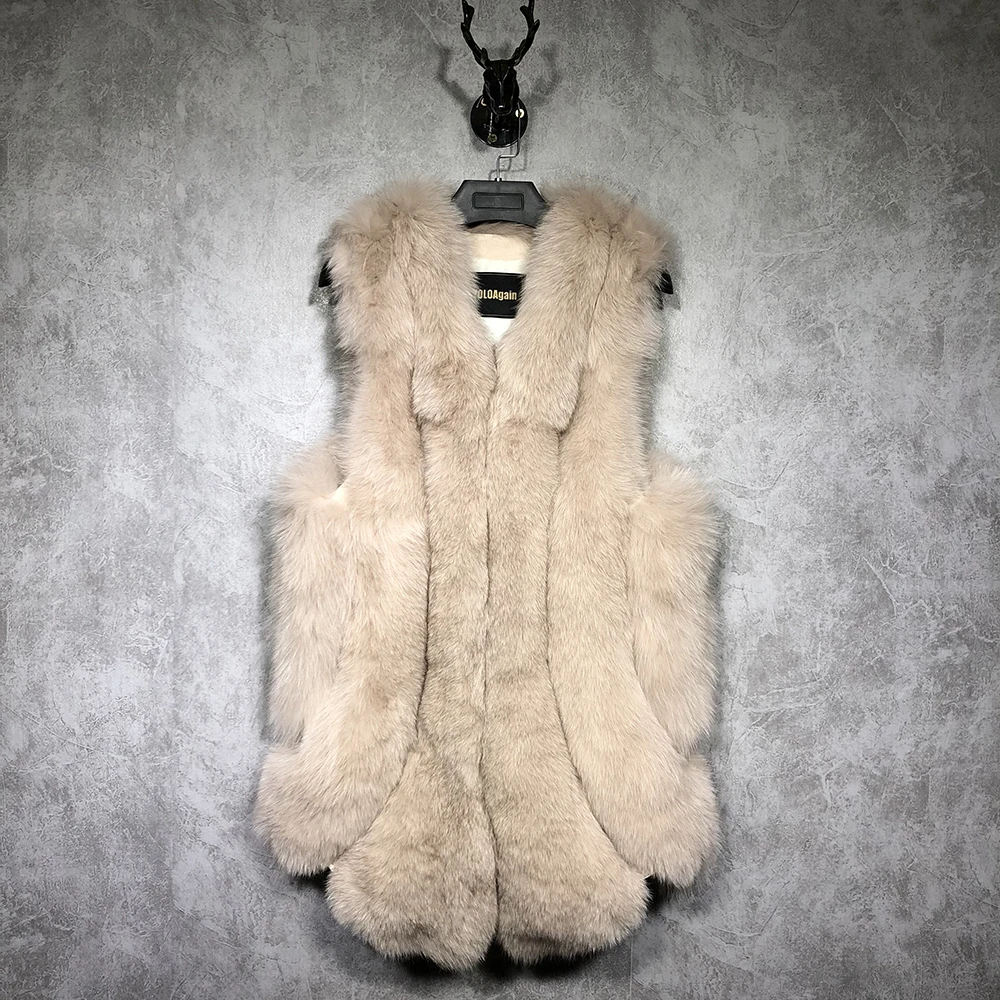Fourrure Yoloagain Vraie Renard Gilet Multi multi Dames De multi multi multi Femmes Manches Sans xrpCwqSrE