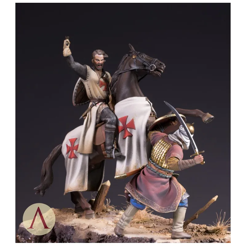 

1/24 Scale 75mm Resin figure Knight Templar and Saracen Warrior