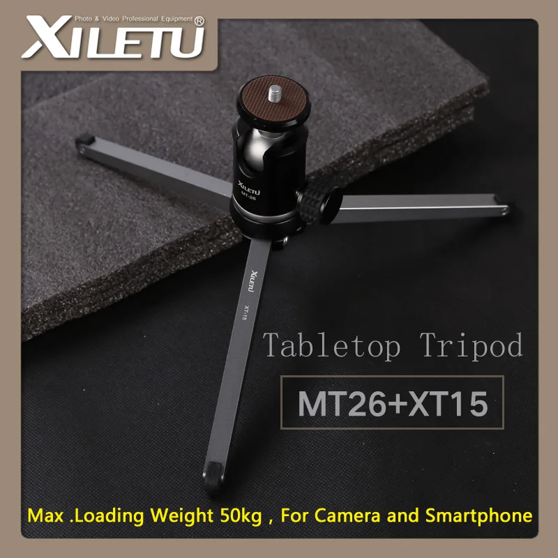 XILETU MT26 XT15 Bearing Desktop Bracket Mini Tabletop Tripod and Ball Head High For DSLR Camera