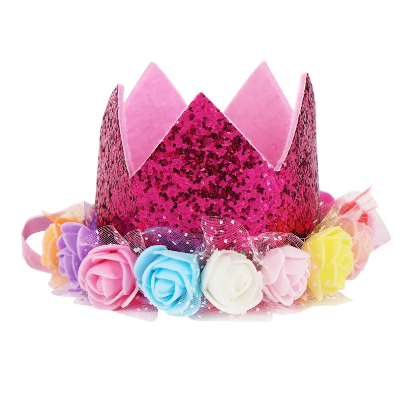 Kids Flower Crown Headband for Birthday Party Hair Band Princess Tiara Headwear