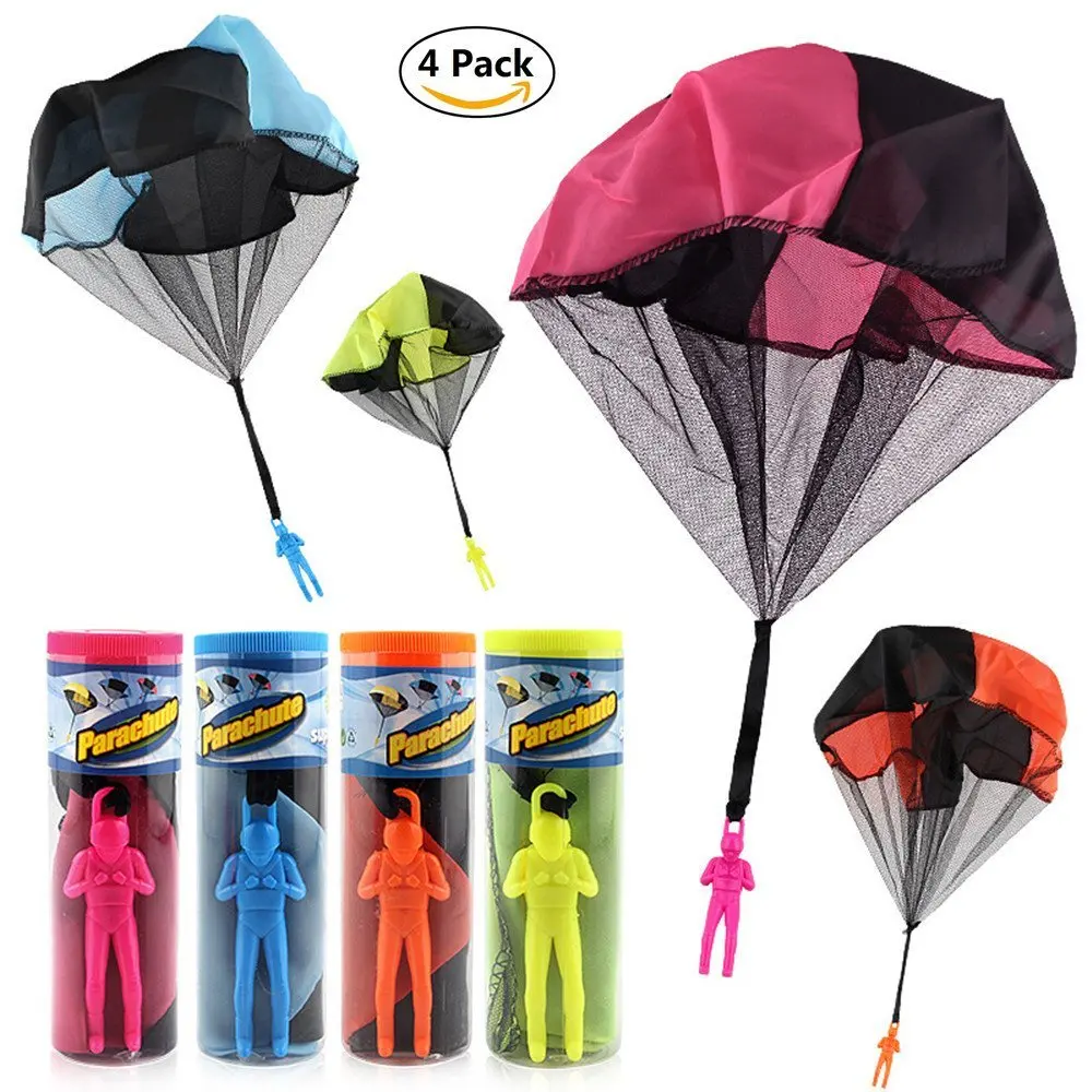 

Kids Hand Throw Parachute Toy Tangle Free Toss It Up and watch Landing 4 Piece/ Set Assorted Colors