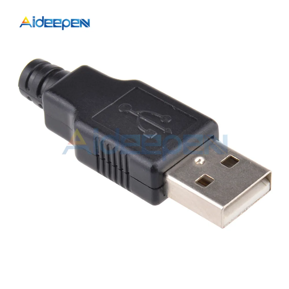 Новый 50 шт. USB 2 0 Тип A штекер 4 Pin разъем с черным пластиковым покрытием|Детали и