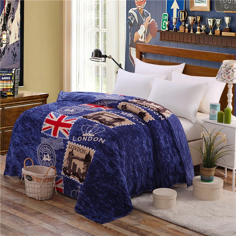 

British Blanket British Flag Design Comfortable And Elegant Blue Print Pattern Flannel Blanket Soft Breathable Portable