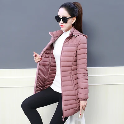 Autumn Winter Jacket Women Parka 2020 Fashion New Thin Hooded Warm Coat Cotton Padded Jacket Plus Size Slim Ladies Outerwear 6XL Pink