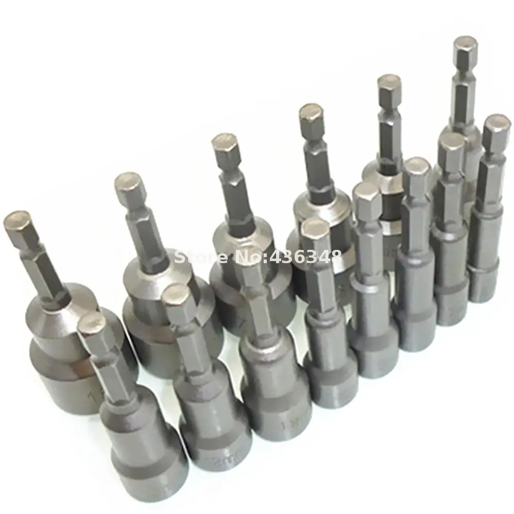 

14pc 6mm-19mm 1/4" Hex Socket Magnetic Nut Driver Adapter Drill Bit Holder Setter 6, 7, 8, 9, 10, 11, 12 ,13,14,15,16,17,18,19mm