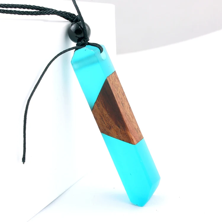 Твердая деревянная подвеска ожерелье/свитер кулон/этнические ювелирные изделия для путешествий/затвердевшее время смола кулон для сумки NX004 - Окраска металла: Синий