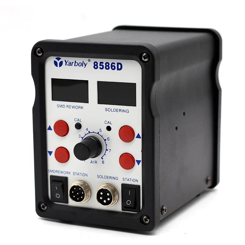 Yarboly 8586D паяльная станция двойной цифровой 2 в 1 SMD горячий воздух мобильный