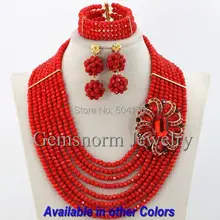 Великолепные новые непрозрачные красные нигерийские бусы комплект ювелирных изделий Мода 8 рулонов африканских кристалл комплект ювелирных изделий GS119