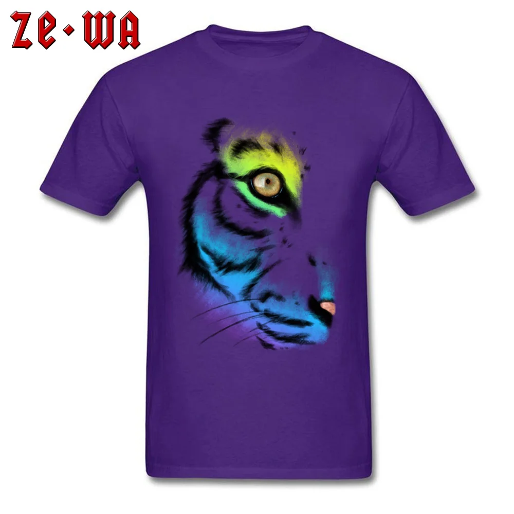 The eye of the tiger Graphic Men T Shirts Round Neck Short Sleeve 100% Cotton Tops & Tees Summer Top T-shirts Top Quality The eye of the tiger purple