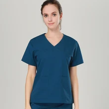 Летняя медицинская Униформа с коротким рукавом из хлопка и полиэстера для женщин, наборы для ухода, мужские медицинские потертости