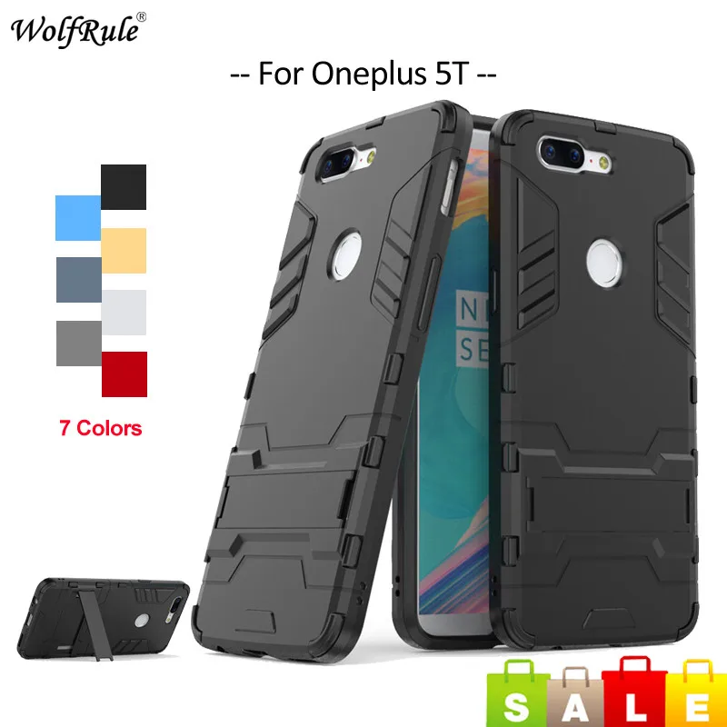 

For Cover Oneplus 5T Case Soft Silicone & PC Holder Shockproof Phone Case For Oneplus 5T Cover Shell For One plus 5T Case 6.01''