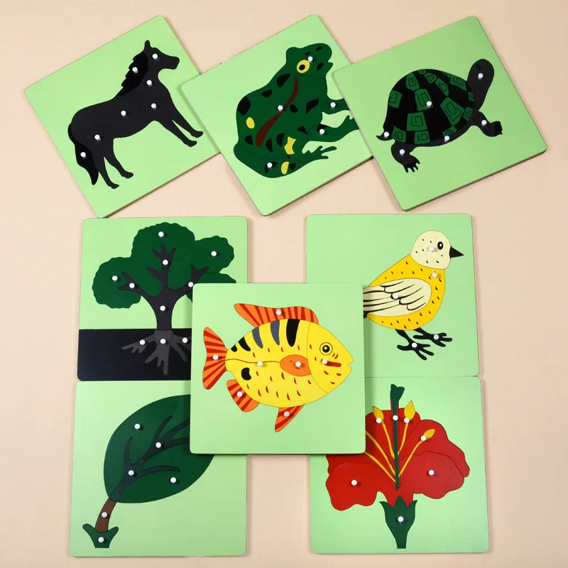 Wooden Montessori Toys Infant Animal Puzzle Preschool Educational Learning Toys For 1 2 3 Years Olds Juguetes Brinquedos E2464Z