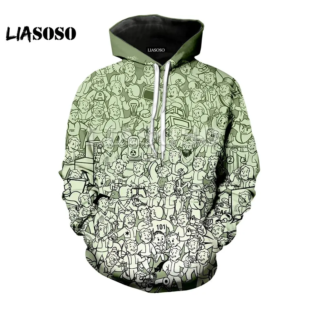 

LIASOSO 2018 New 3D Color printing TOP clothes Fallout 4 Game Character women's men's , 3D printing casual loose hooded SE1086