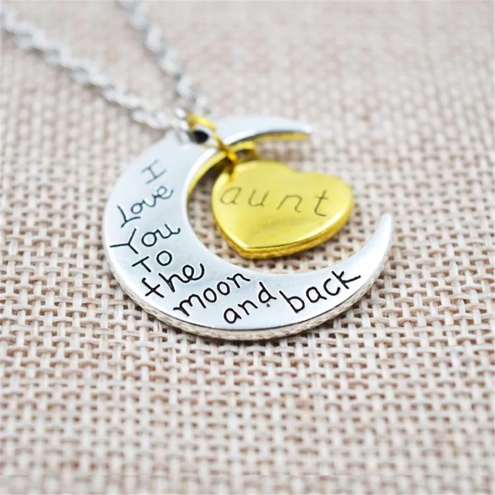 Ожерелье серебряного цвета с надписью I Love You To The Moon And Back|moon and back|fashion necklacenecklace fashion