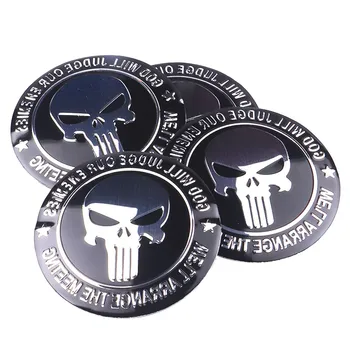 

4pcs 56mm 5.6cm Auto Aluminum Black Skull Punisher Wheel Center Centre Hub Caps Badge Emblem Sticker Decal Car styling Accessory