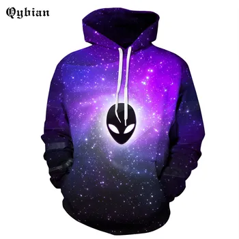 

Qybian brand Long Sleeve high quality Sweatshirt Men Hooded casual Space Galaxy series 3D Print Sweatshirt Men Hoodies Pullover