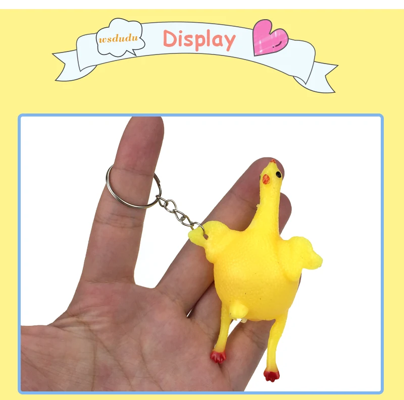 Funny Vent Chicken Cock Eggs Hens Ball Keychain Novelty Antistress Jokes Toys Squeeze Parody Keyring Key Ring Gadgets Soft Gifts 03