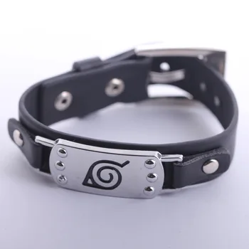 

Wholesale 12pcs/lot Animation Naruto Konoha Symbol Wristband Vintage Punk Men Leather Bracelets For Gifts